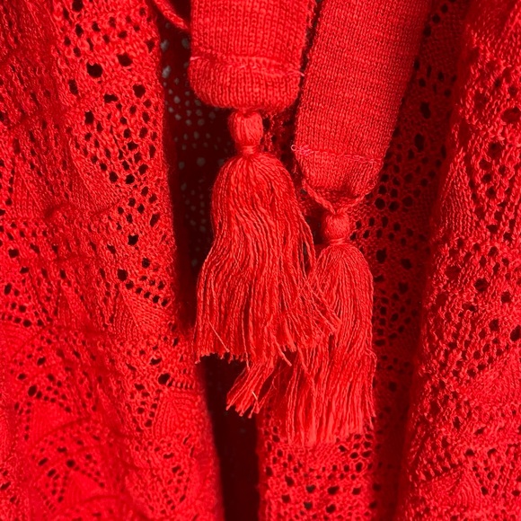 Torrid Crochet Short Sleeve Tie Waist Sweater Vest Tassels Swimsuit coverup - Picture 6 of 11